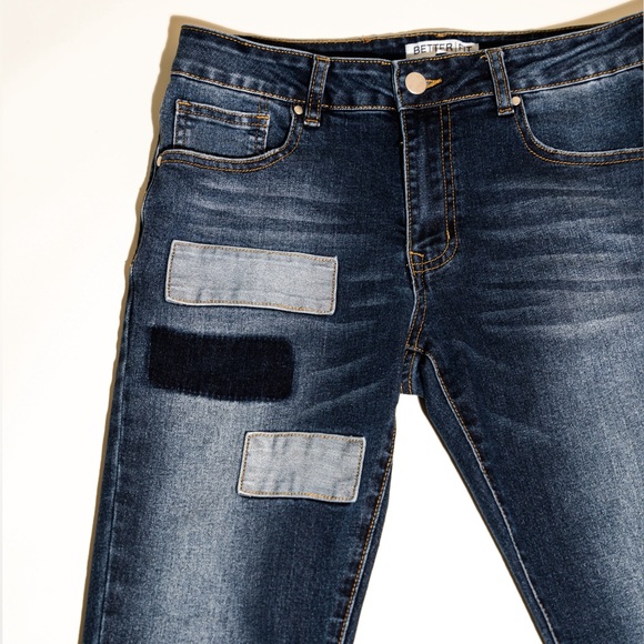 Stylish men’s skinny fit jean. Blue 3 patch. 61 different sizes! - Picture 4 of 6